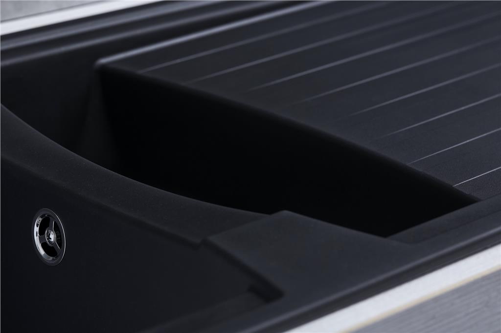 Liquida AR15BL 1.5 Bowl Composite Reversible Inset Black Kitchen Sink With Waste